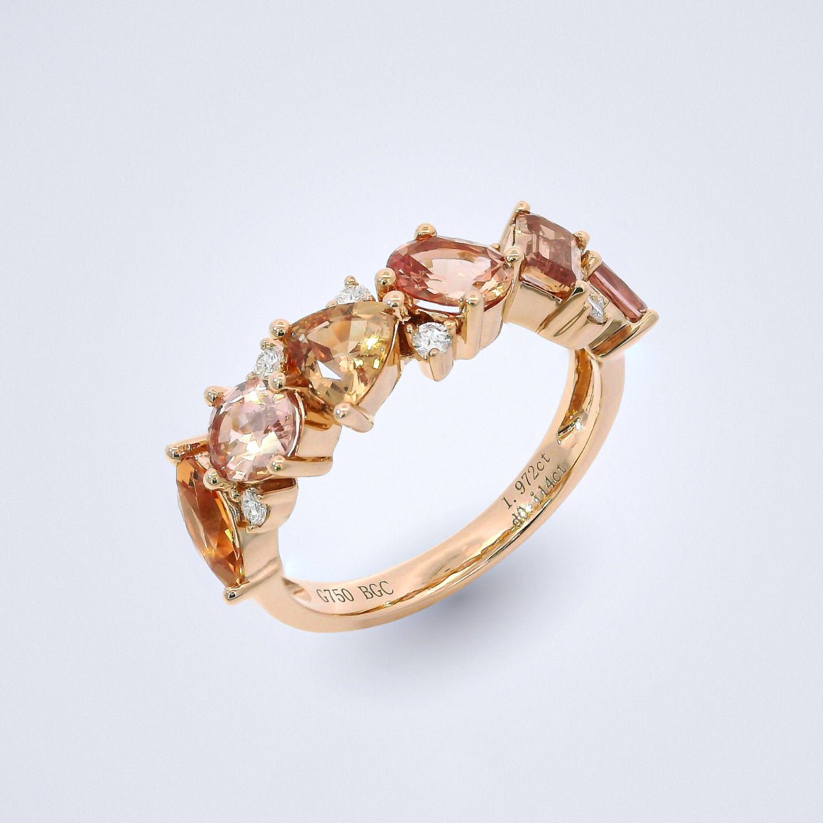 Delicate Padparadscha Diamond Ring - Benny's Gems Creations