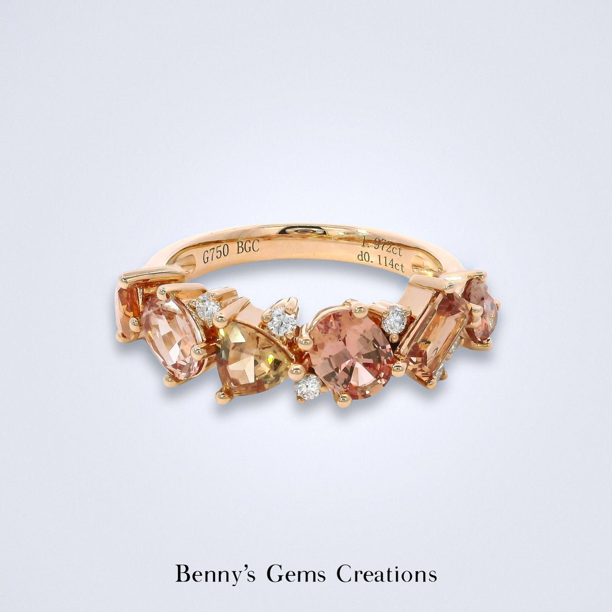 Delicate Padparadscha Diamond Ring - Benny's Gems Creations
