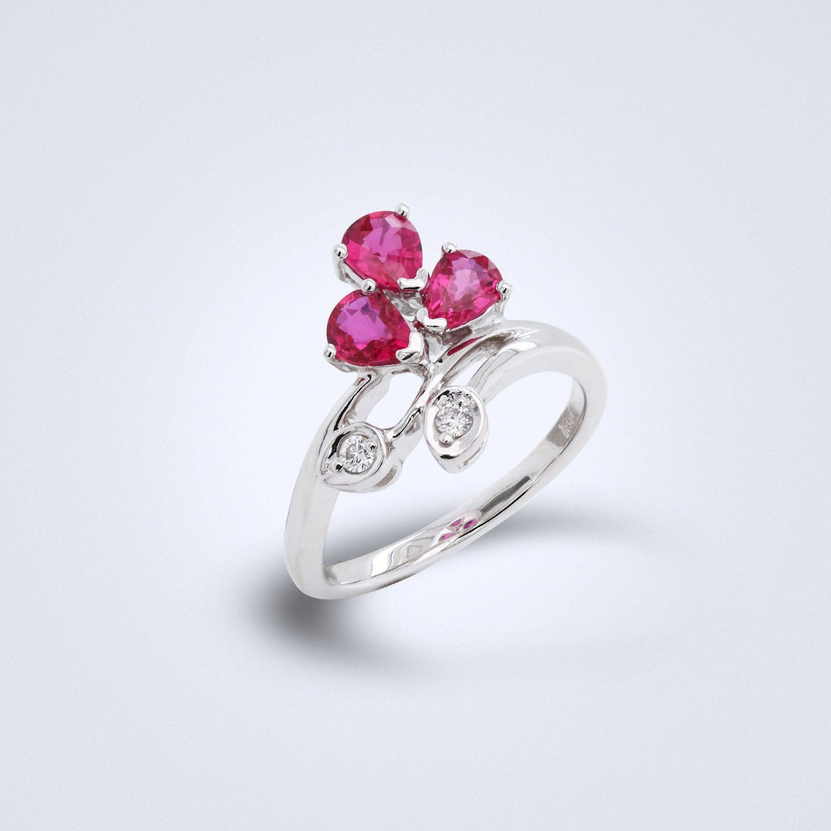 Delicate Ruby Flower Diamond Ring - Benny's Gems Creations