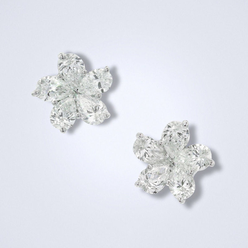 Diamond Blossom Flower Earrings - Benny's Gems Creations