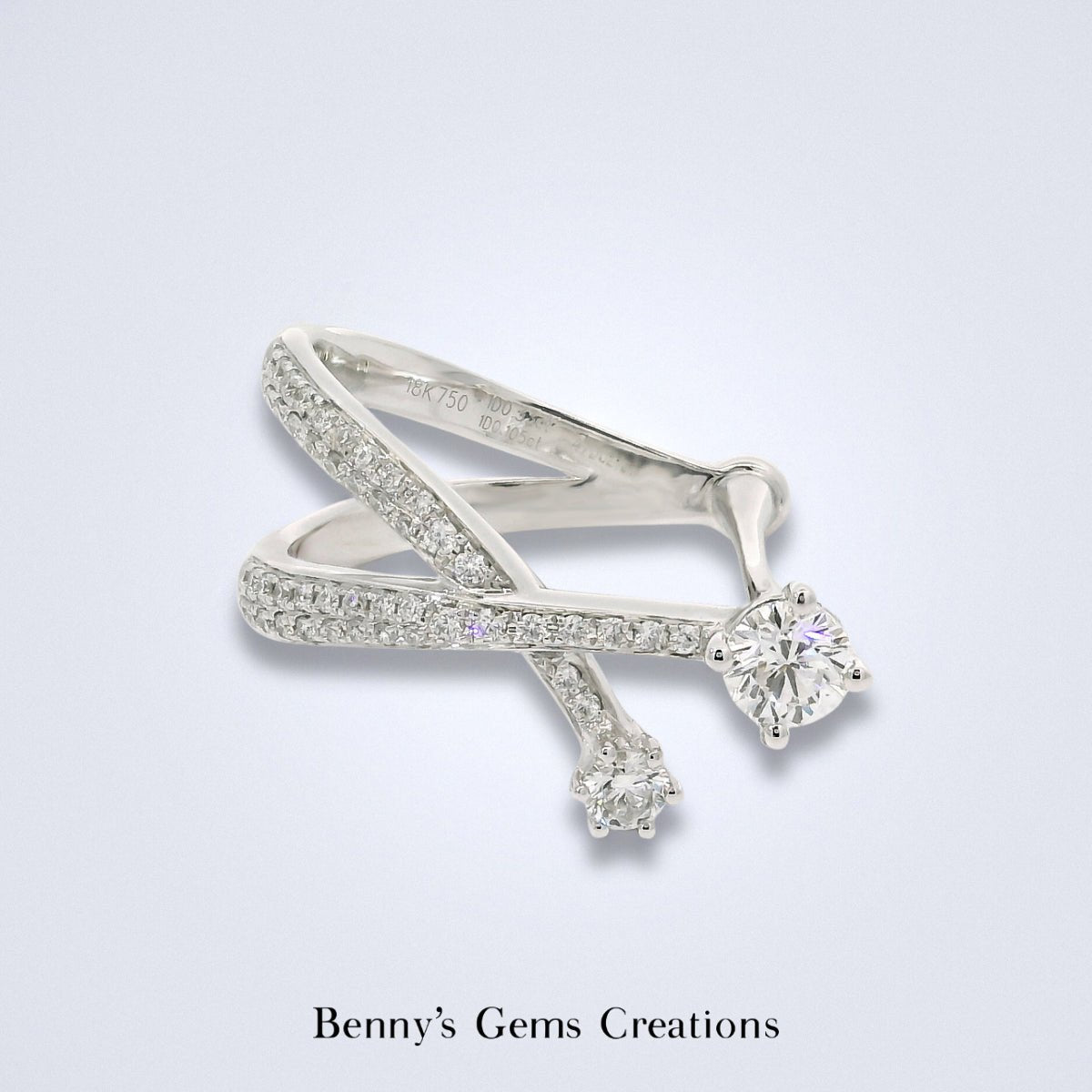 Diamond Crossover Ring - Benny's Gems Creations