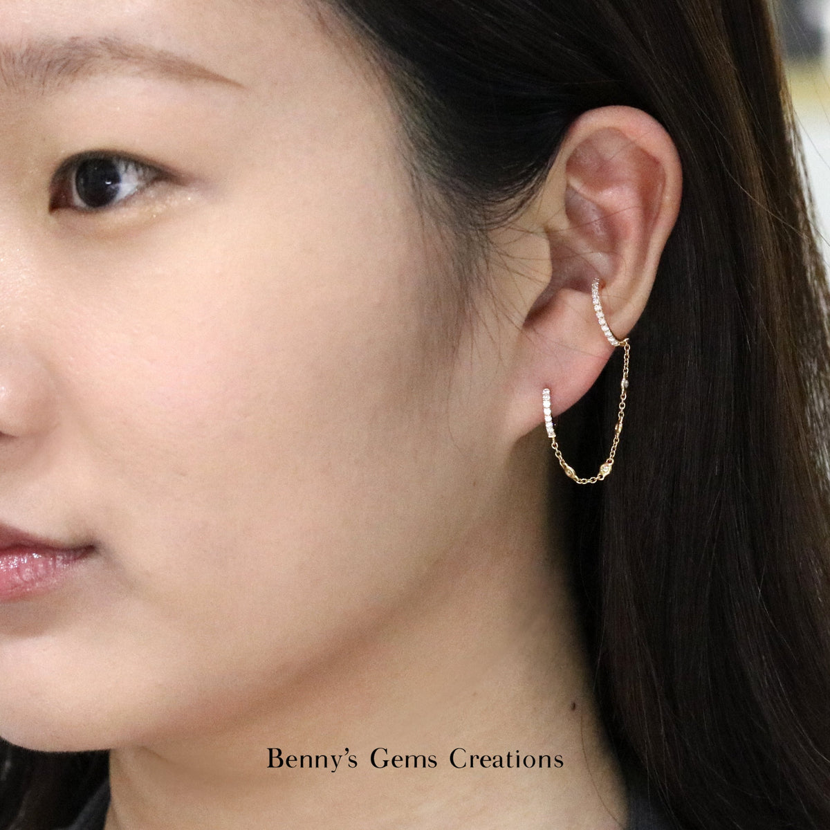 Diamond Curve Ear Cuff Earrings - Benny's Gems Creations
