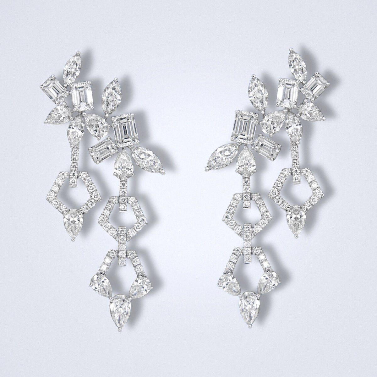Diamond Geometry Cascade Earrings - Benny's Gems Creations