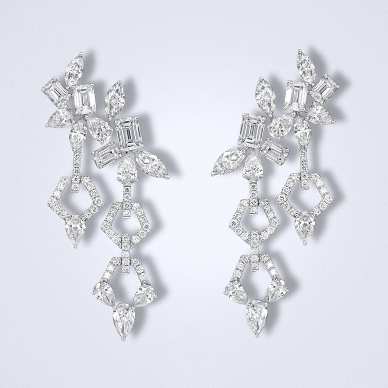 Diamond Geometry Cascade Earrings - Benny's Gems Creations