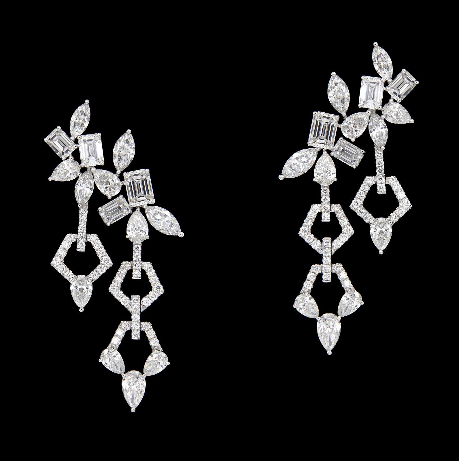 Diamond Geometry Cascade Earrings - Benny's Gems Creations
