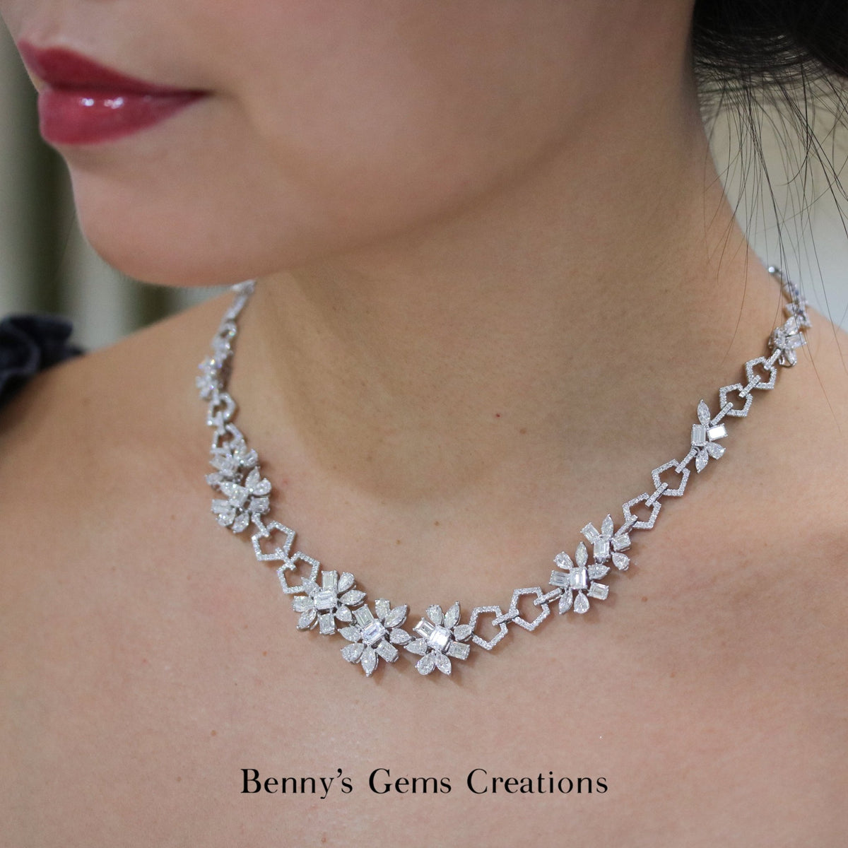 Diamond Jardin Link Necklace - Benny's Gems Creations