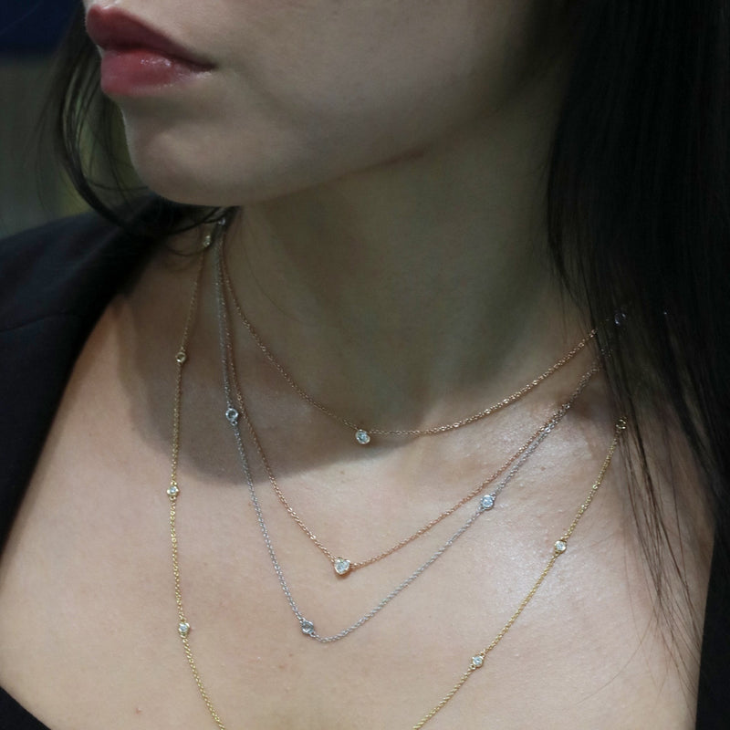 diamond necklaces layered