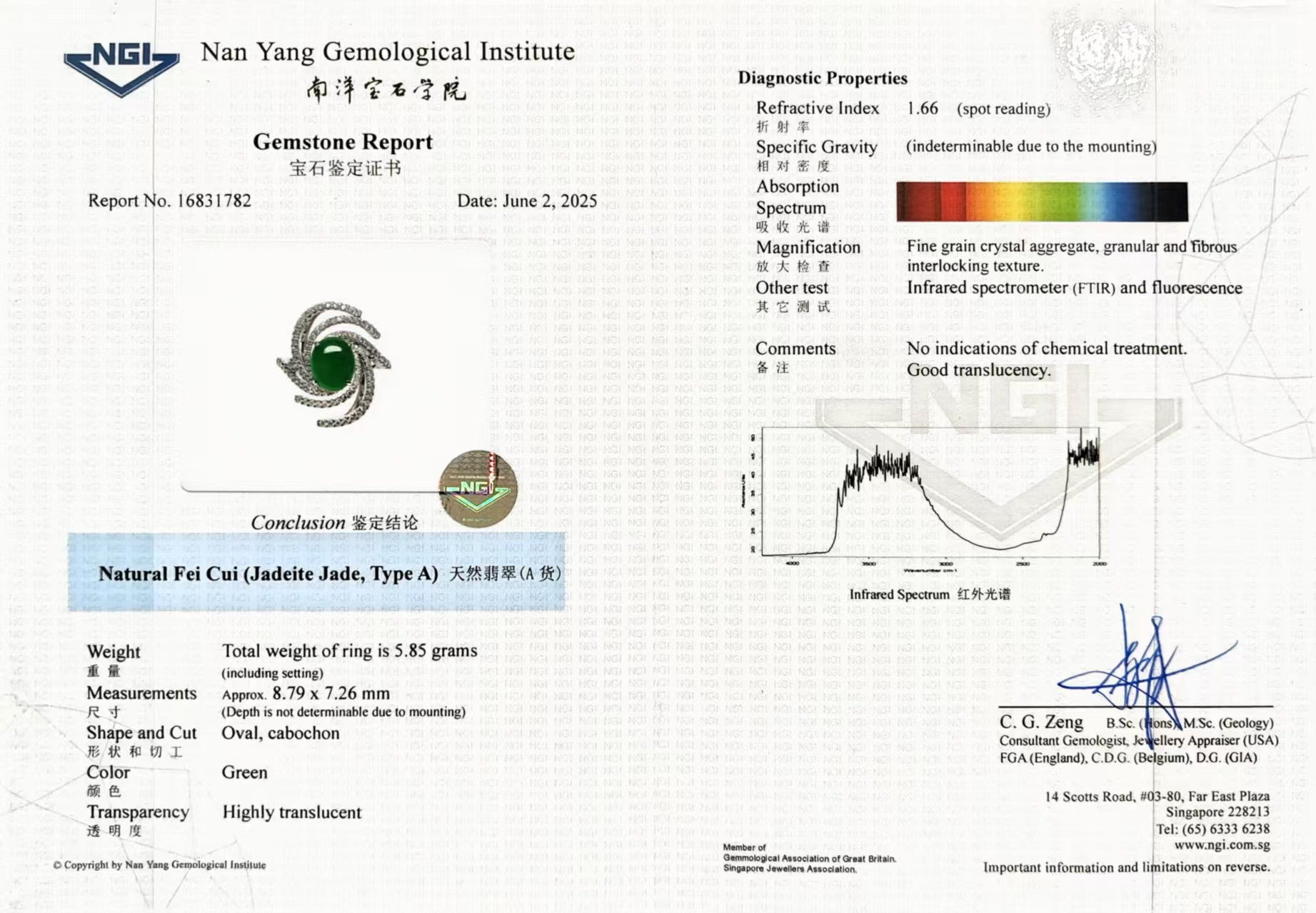 Diamond Spirals Cabochon Jadeite Ring - Benny's Gems Creations