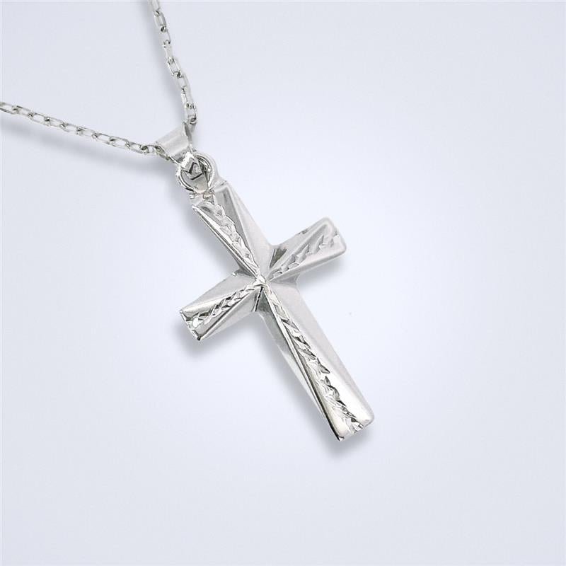 Divine Grace 18K White Gold Cross Pendant Necklace - Benny's Gems Creations