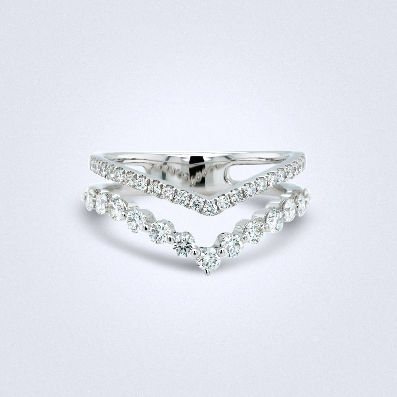 Double Chevron White Gold Diamond Ring - Benny's Gems Creations
