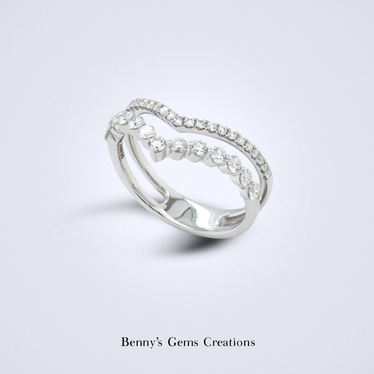 Double Chevron White Gold Diamond Ring - Benny's Gems Creations