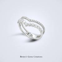 Double Chevron White Gold Diamond Ring - Benny's Gems Creations