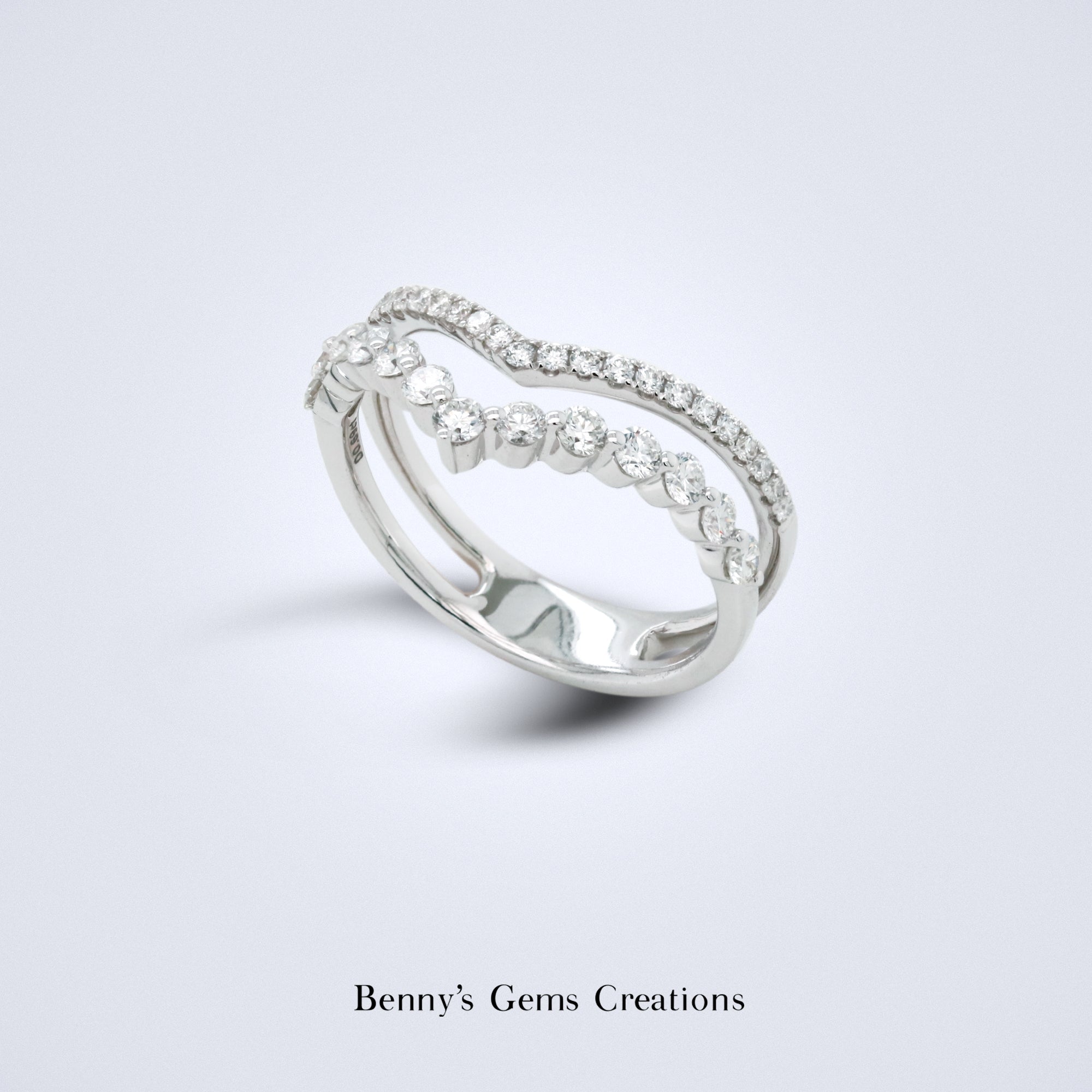 Double Chevron White Gold Diamond Ring - Benny's Gems Creations