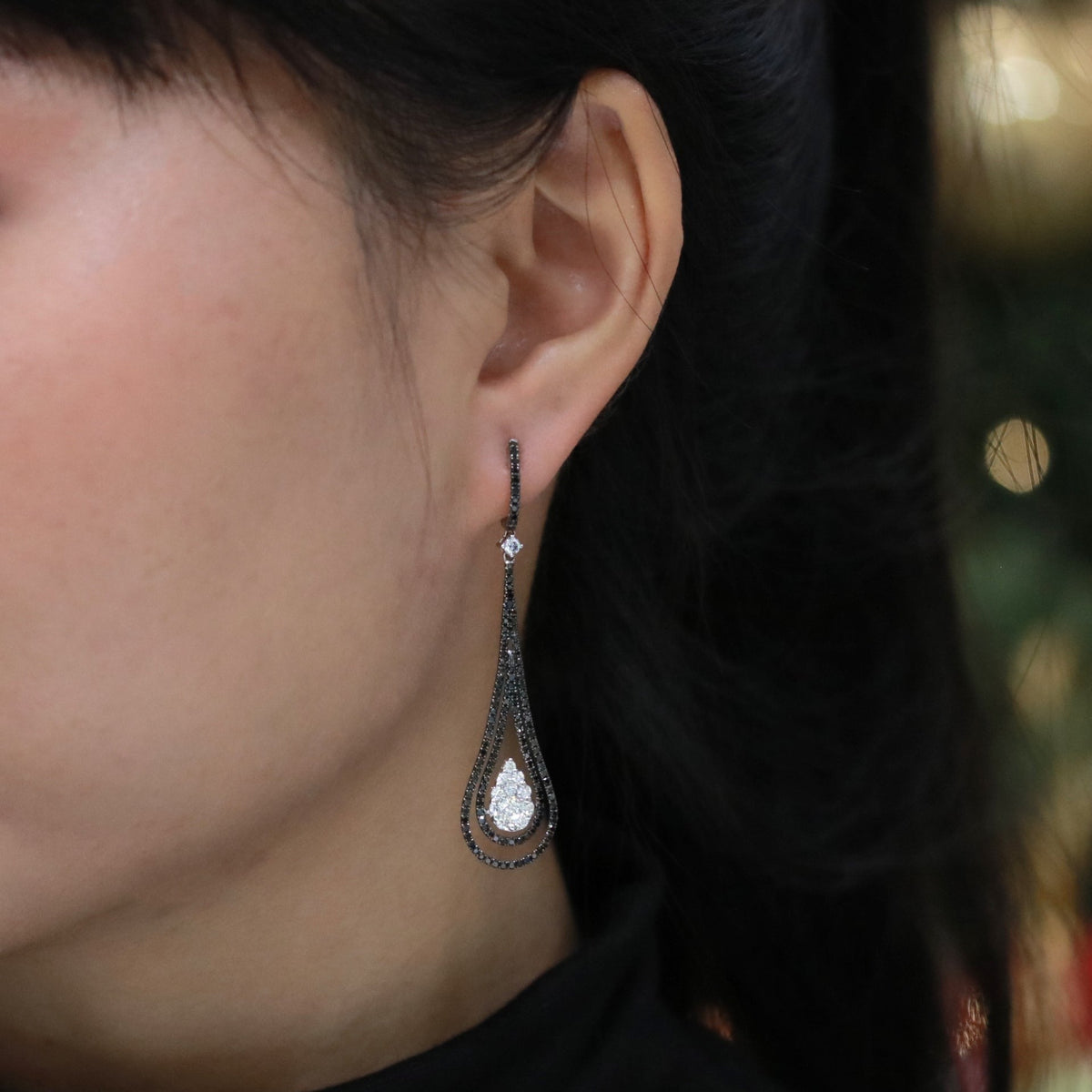 Dramatic Lines Diamond Earring - Benny's Gems Creations