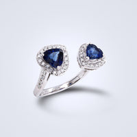 Duo Heart Sapphire Diamond Ring - Benny's Gems Creations