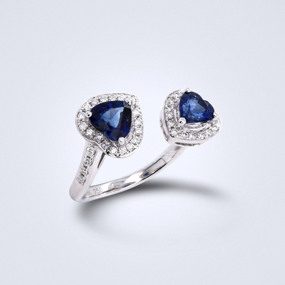 Duo Heart Sapphire Diamond Ring - Benny's Gems Creations