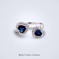 Duo Heart Sapphire Diamond Ring - Benny's Gems Creations
