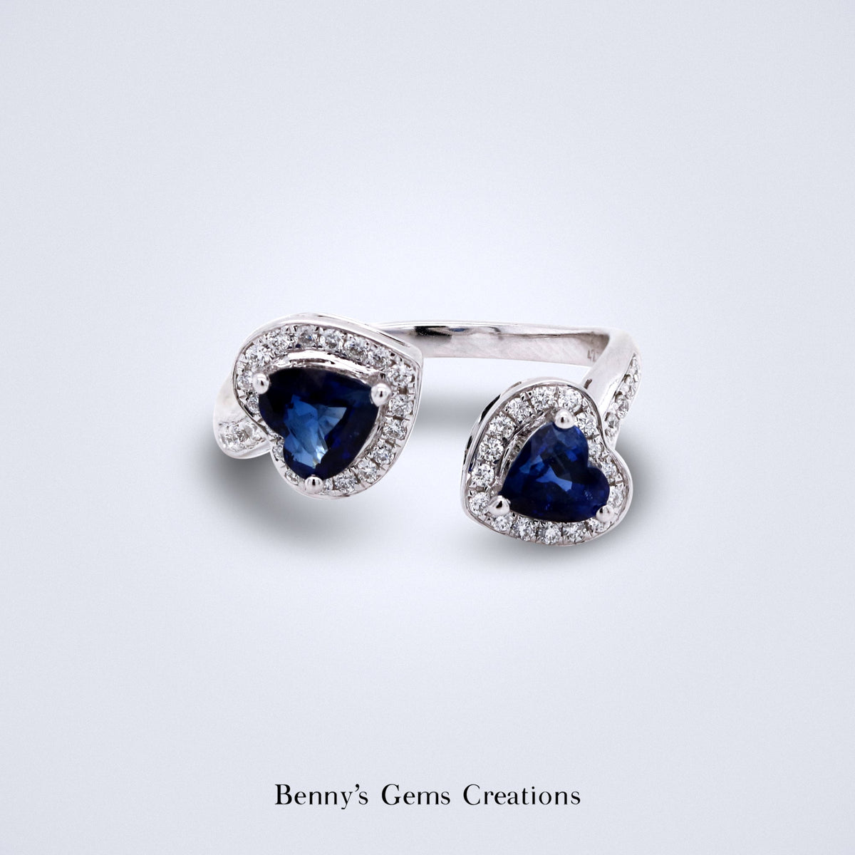 Duo Heart Sapphire Diamond Ring - Benny's Gems Creations