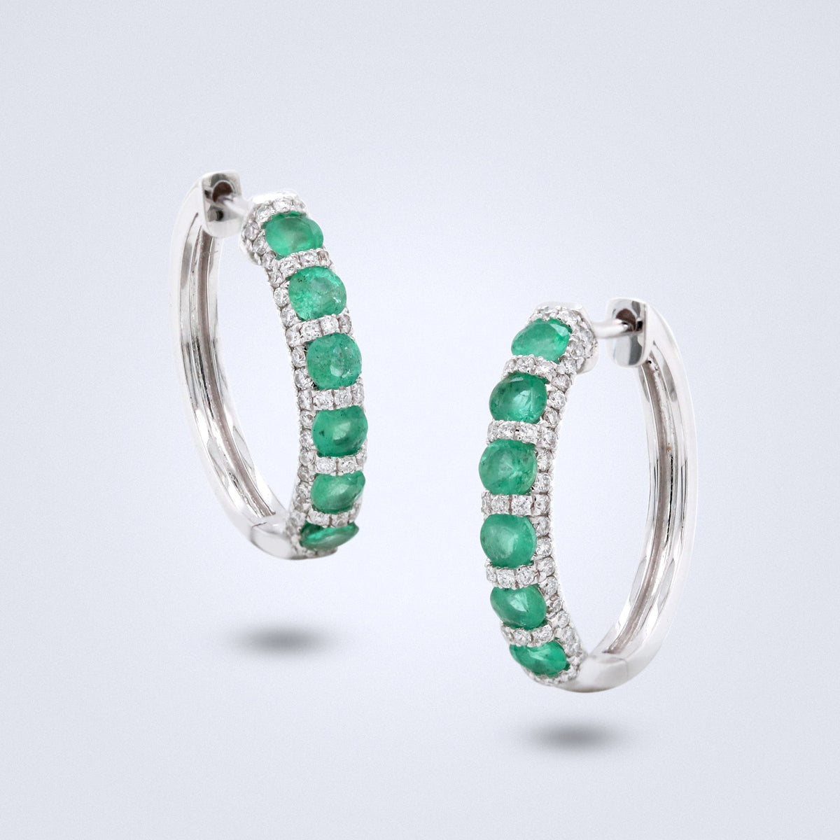 Élan Emerald Diamond Loop Earrings - Benny's Gems Creations