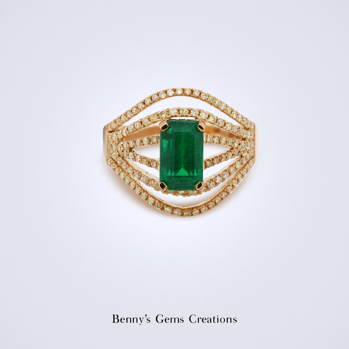 Élan Emerald Diamond Ring - Benny's Gems Creations