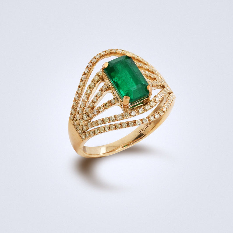 Élan Emerald Diamond Ring - Benny's Gems Creations