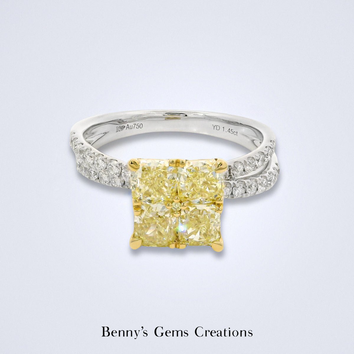Elegant Cluster Yellow Diamond Ring - Benny's Gems Creations