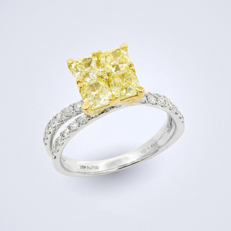 Elegant Cluster Yellow Diamond Ring - Benny's Gems Creations