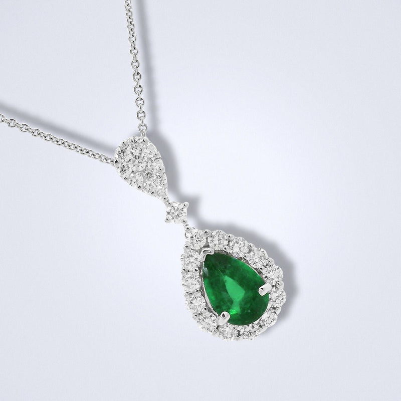 Elegant Emerald Diamond Drop Pendant - Benny's Gems Creations