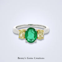 Elegant Emerald Yellow Diamond Trilogy Ring - Benny's Gems Creations