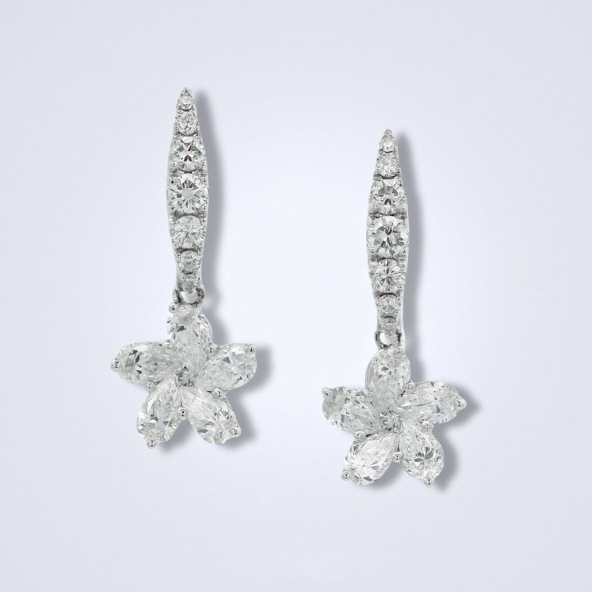 Elegant Flower Diamond Earrings - Benny's Gems Creations