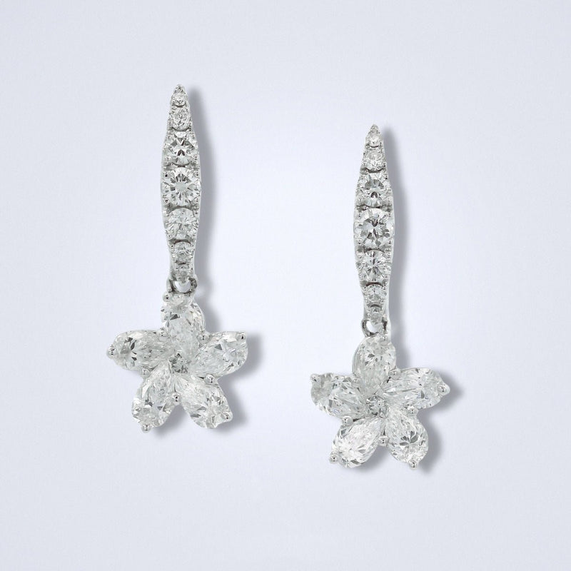 Elegant Flower Diamond Earrings - Benny's Gems Creations