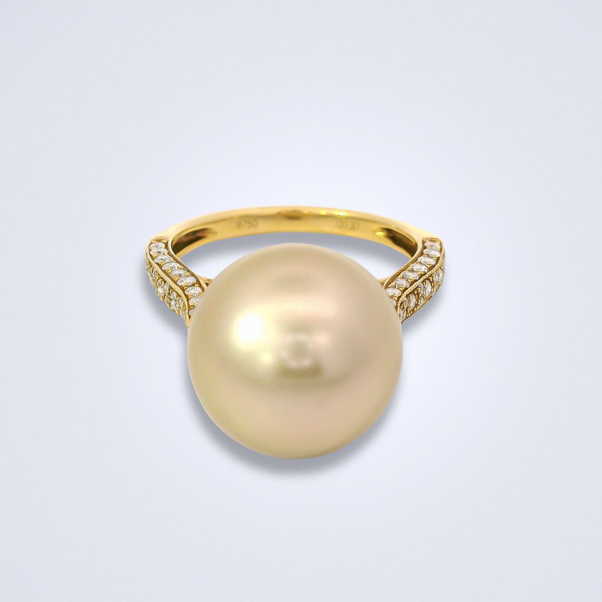 Elegant Golden Pearl Diamond Ring - Benny's Gems Creations