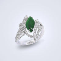 Elegant Jade Leaf Diamond Ring - Benny's Gems Creations