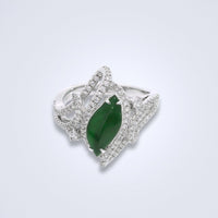 Elegant Jade Leaf Diamond Ring - Benny's Gems Creations