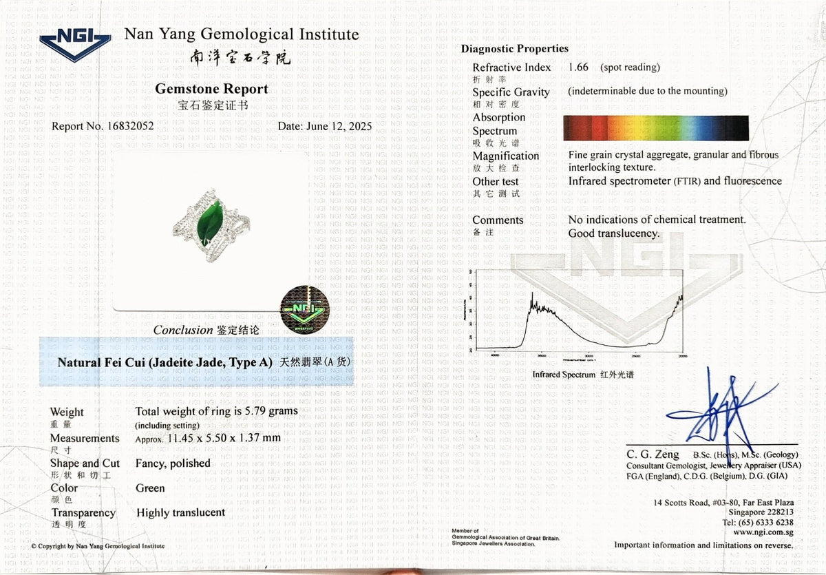 Elegant Jade Leaf Diamond Ring - Benny's Gems Creations
