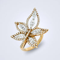 Elegant Rose Gold Flower Diamond Ring - Benny's Gems Creations