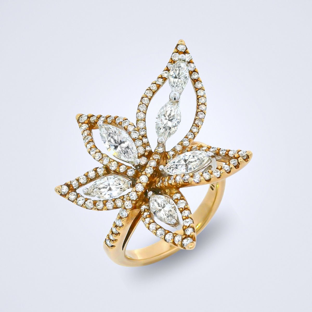 Elegant Rose Gold Flower Diamond Ring - Benny's Gems Creations