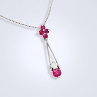 Elegant Ruby Diamond Drop Pendant - Benny's Gems Creations