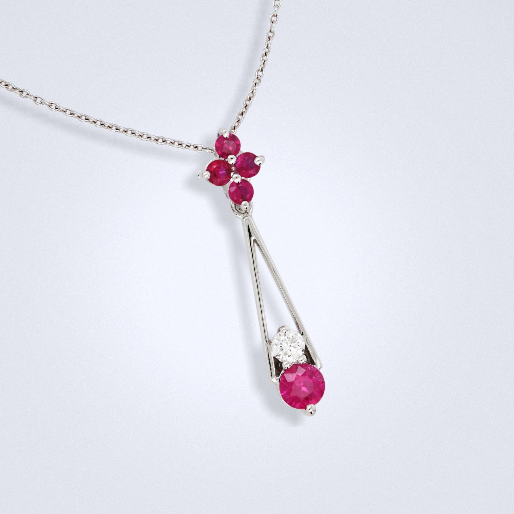 Elegant Ruby Diamond Drop Pendant - Benny's Gems Creations