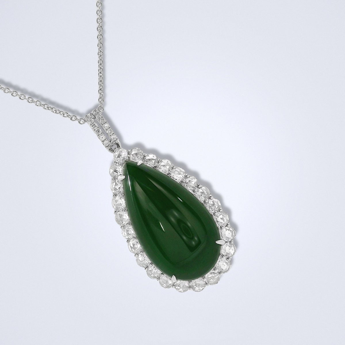 Elegant Vintage Jadeite Diamond Pendant - Benny's Gems Creations