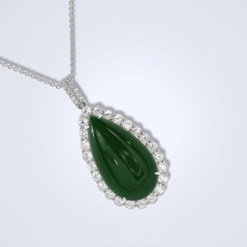 Elegant Vintage Jadeite Diamond Pendant - Benny's Gems Creations