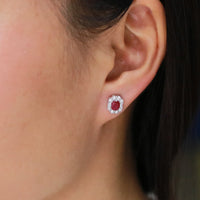 Elegant White Gold Ruby Diamond Earrings - Benny's Gems Creations