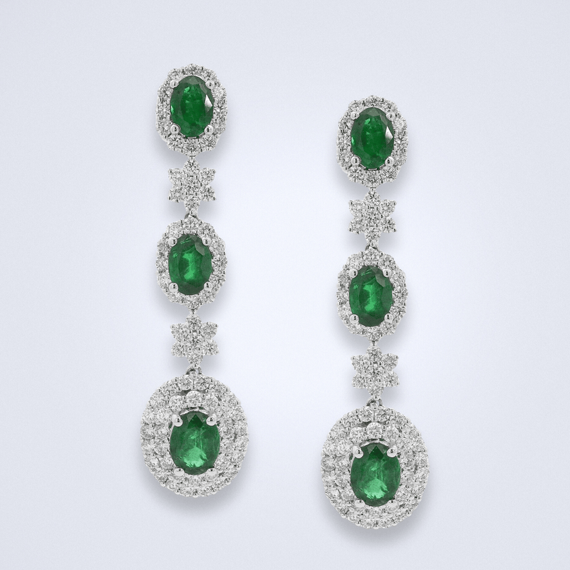 Emerald Aurora Diamond Earrings - Benny's Gems Creations