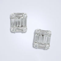 Emerald Diamond Illusion Set Earrings - Benny's Gems Creations