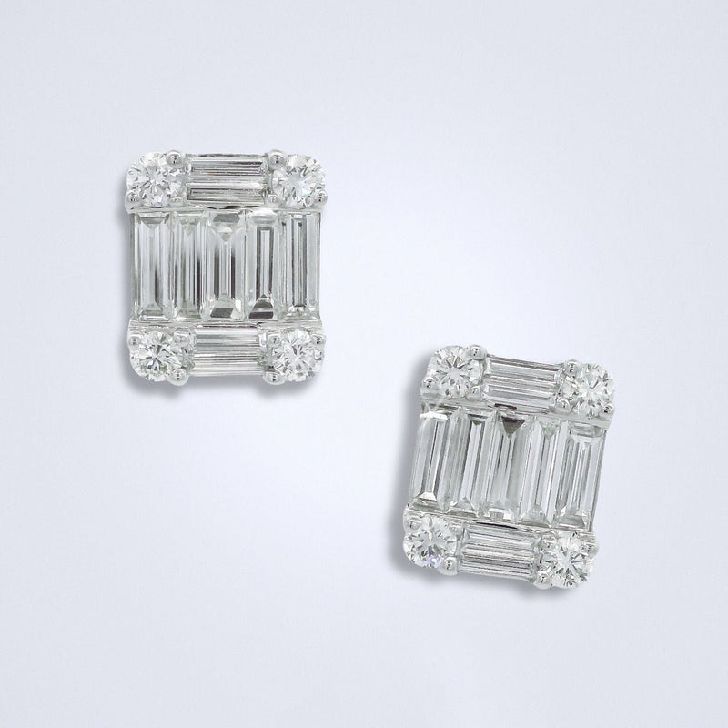 Emerald Diamond Illusion Set Earrings - Benny's Gems Creations