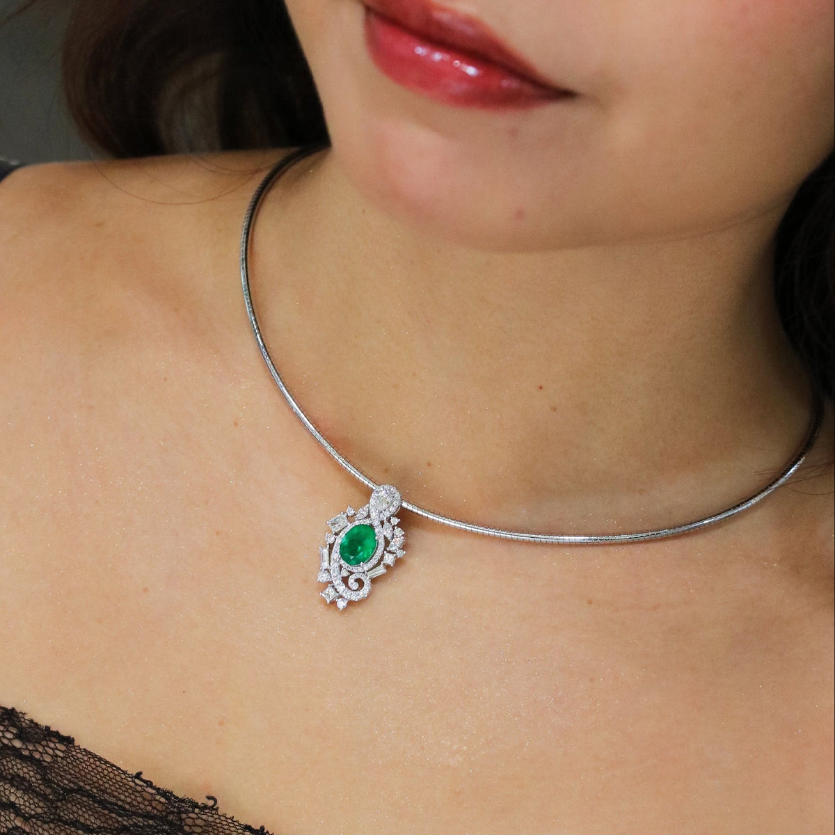 Emerald Diamond Puzzle Pendant - Benny's Gems Creations