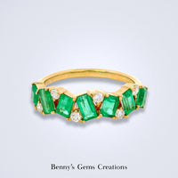 Emerald Diamond Stack Ring - Benny's Gems Creations