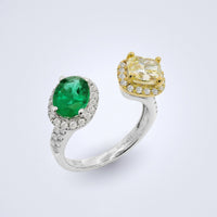Emerald Diamond Toi - et - moi Ring - Benny's Gems Creations
