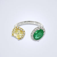 Emerald Diamond Toi - et - moi Ring - Benny's Gems Creations