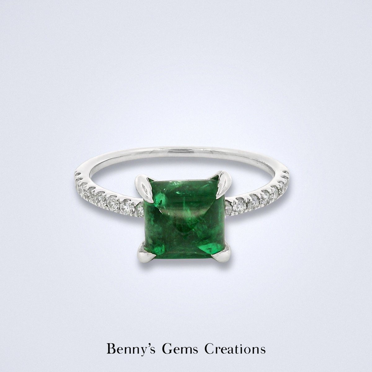 Emerald Geo Diamond Ring - Benny's Gems Creations